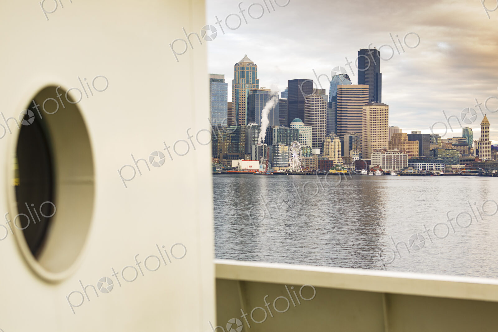 Seattle skyline from the Bainbridge ferry, Seattle, WA USA