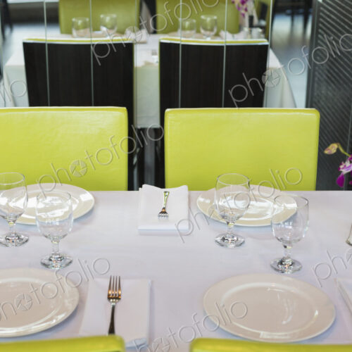 Set tables in Thai restaurant Set tables in Thai restaurant