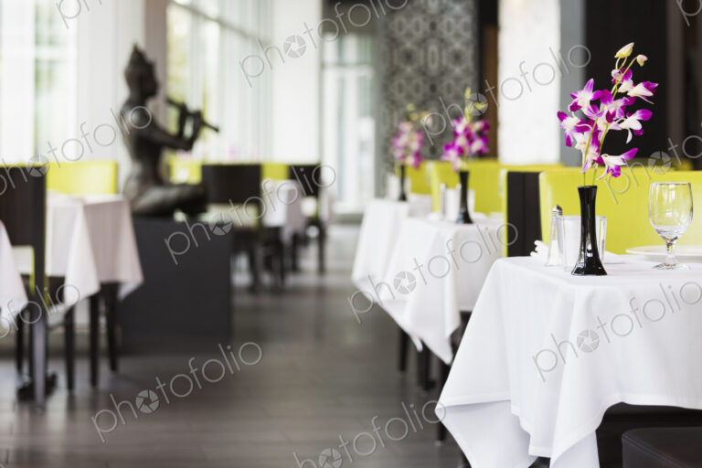 Set tables in Thai restaurant