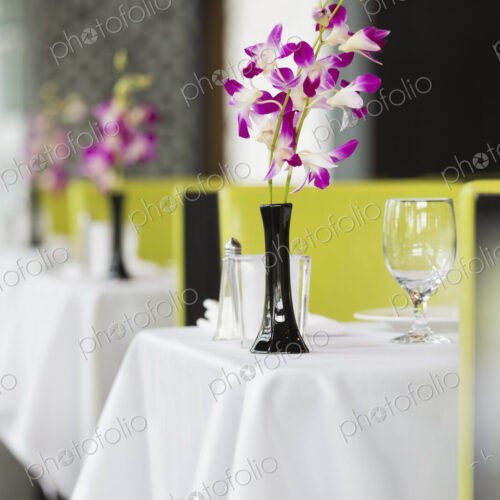 Set tables in Thai restaurant Set tables in Thai restaurant