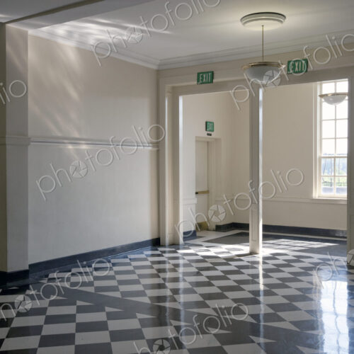 Shiny Checkered Floor of a School