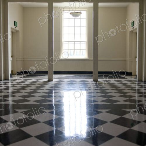 Shiny Checkered Floor of a School