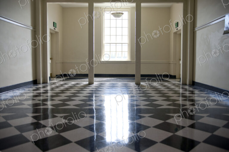 Shiny Checkered Floor of a School