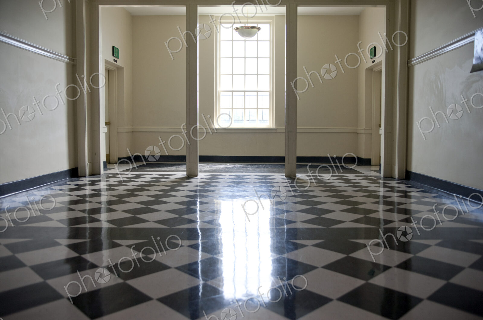 Shiny Checkered Floor of a School