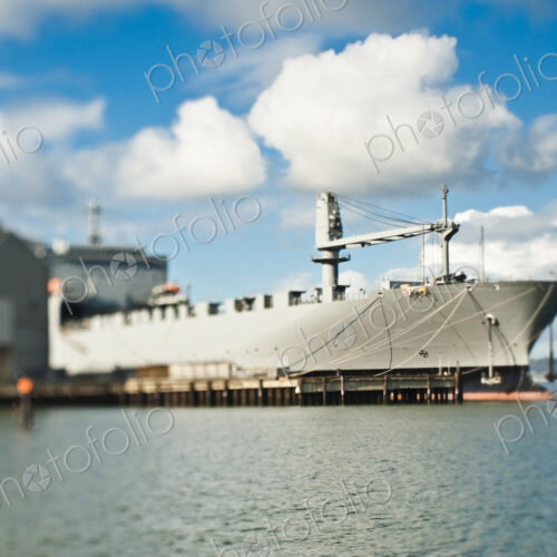 Ship and Loading Dock at a Seaport