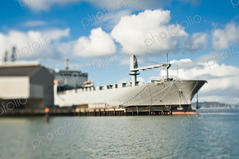 Ship and Loading Dock at a Seaport