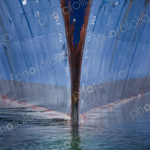 Ship hull in the water, Antarctica. The prow.