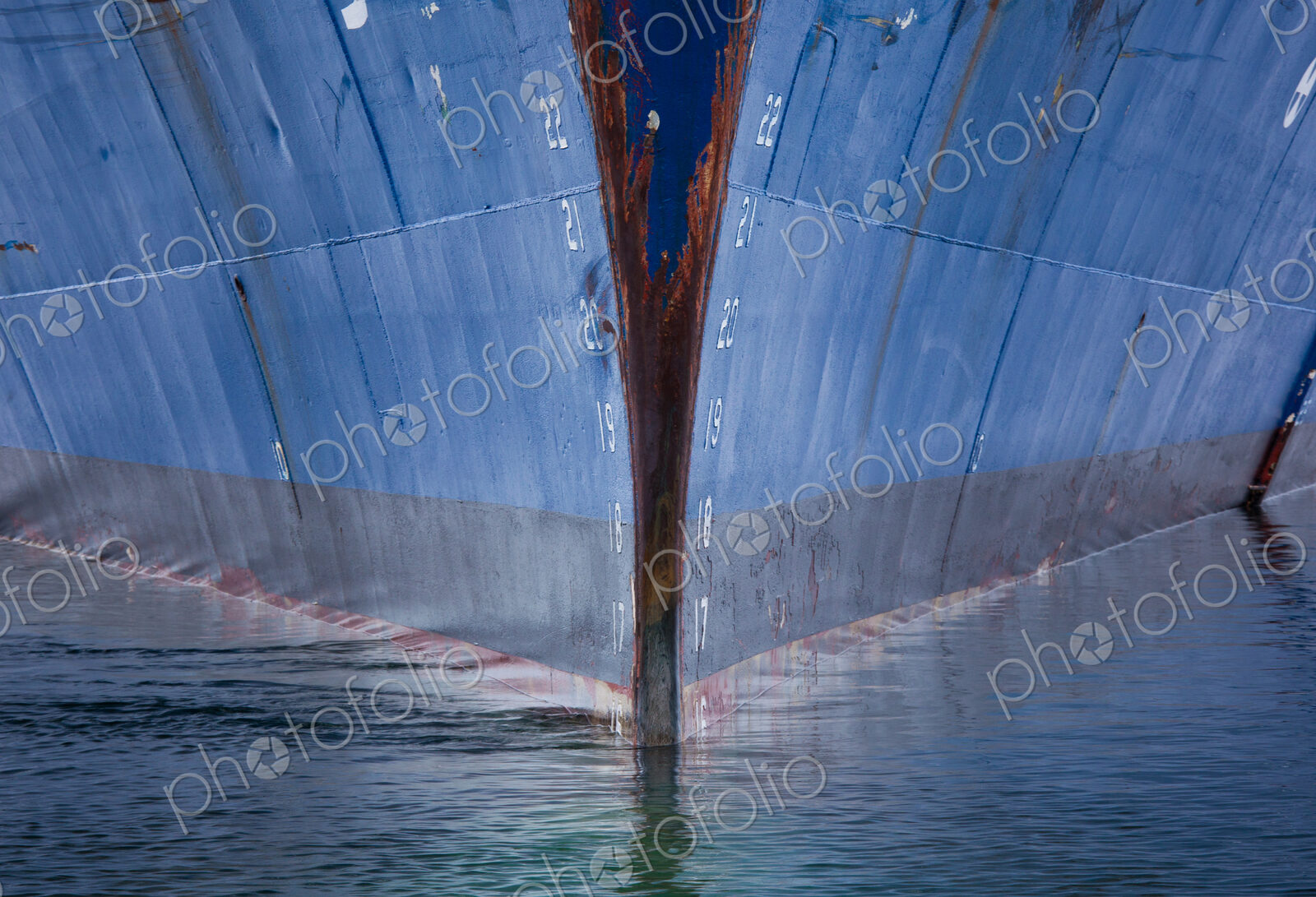 Ship hull in the water, Antarctica. The prow.