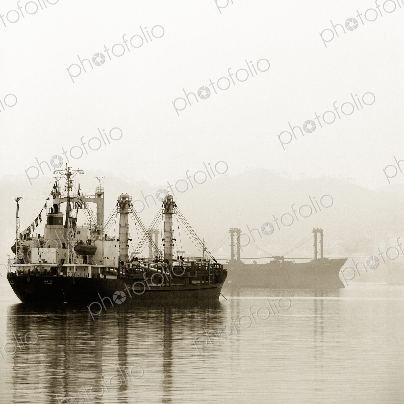 Shipping Boats in the Mist