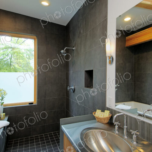 Shower and sink in modern bathroom Shower and sink in modern bathroom