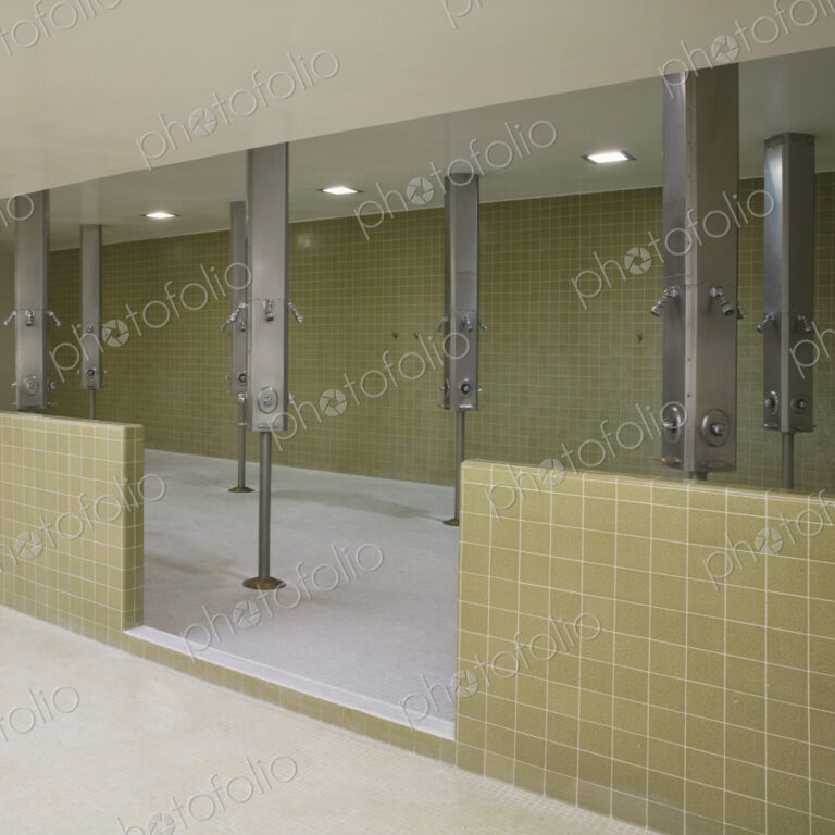 Showers in public wash room.