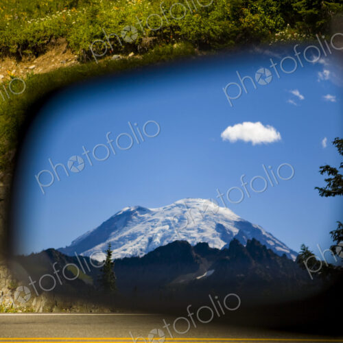 Side View Mirror Reflection of Mount Rainier peak in Mount Rainier national park,… Side View Mirror Reflection of Mount Rainier peak in Mount Rainier national park,…