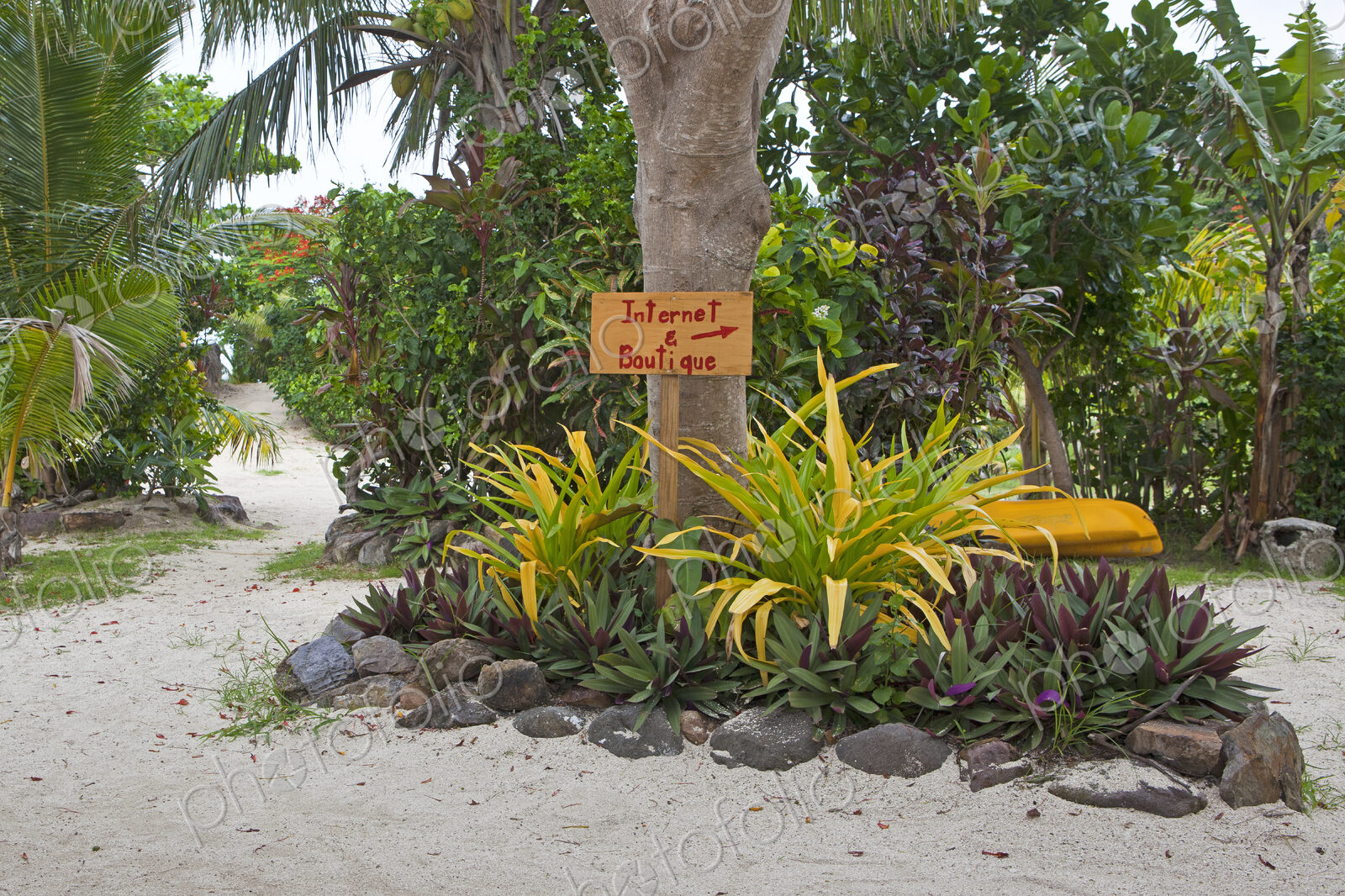 Sign Pointing To Internet And Boutiques