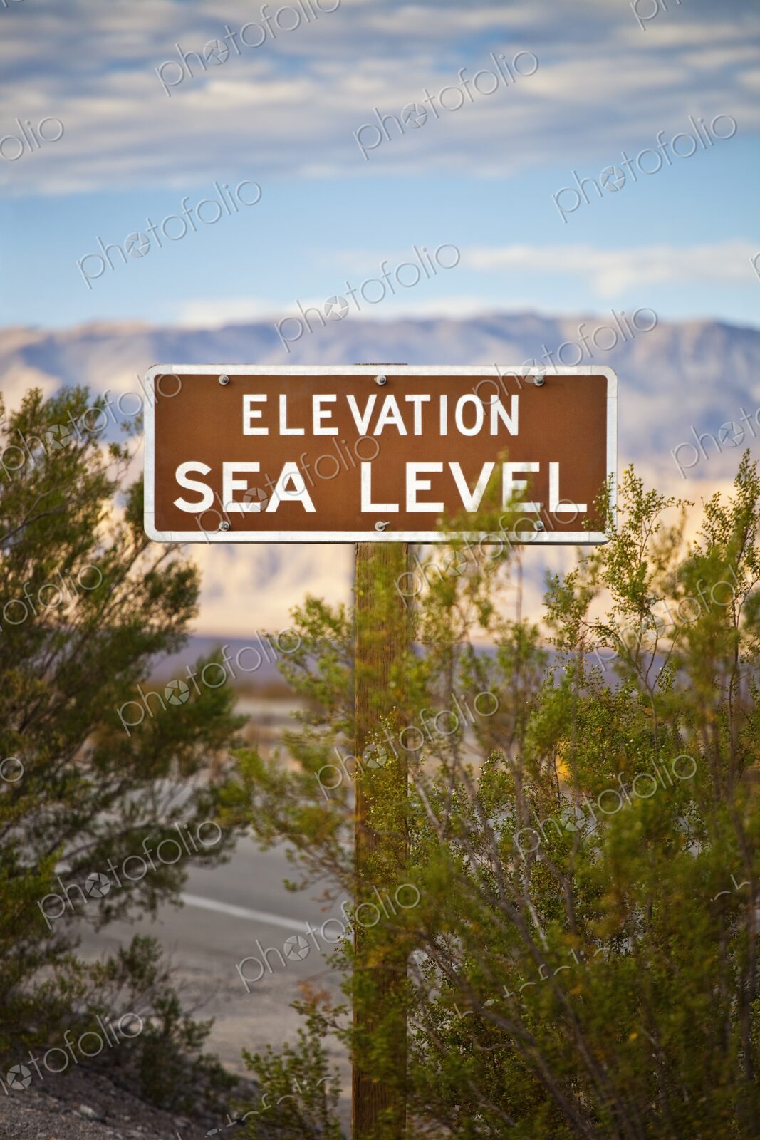 Sign in Death Valley showing sea level, Death Valley National Park