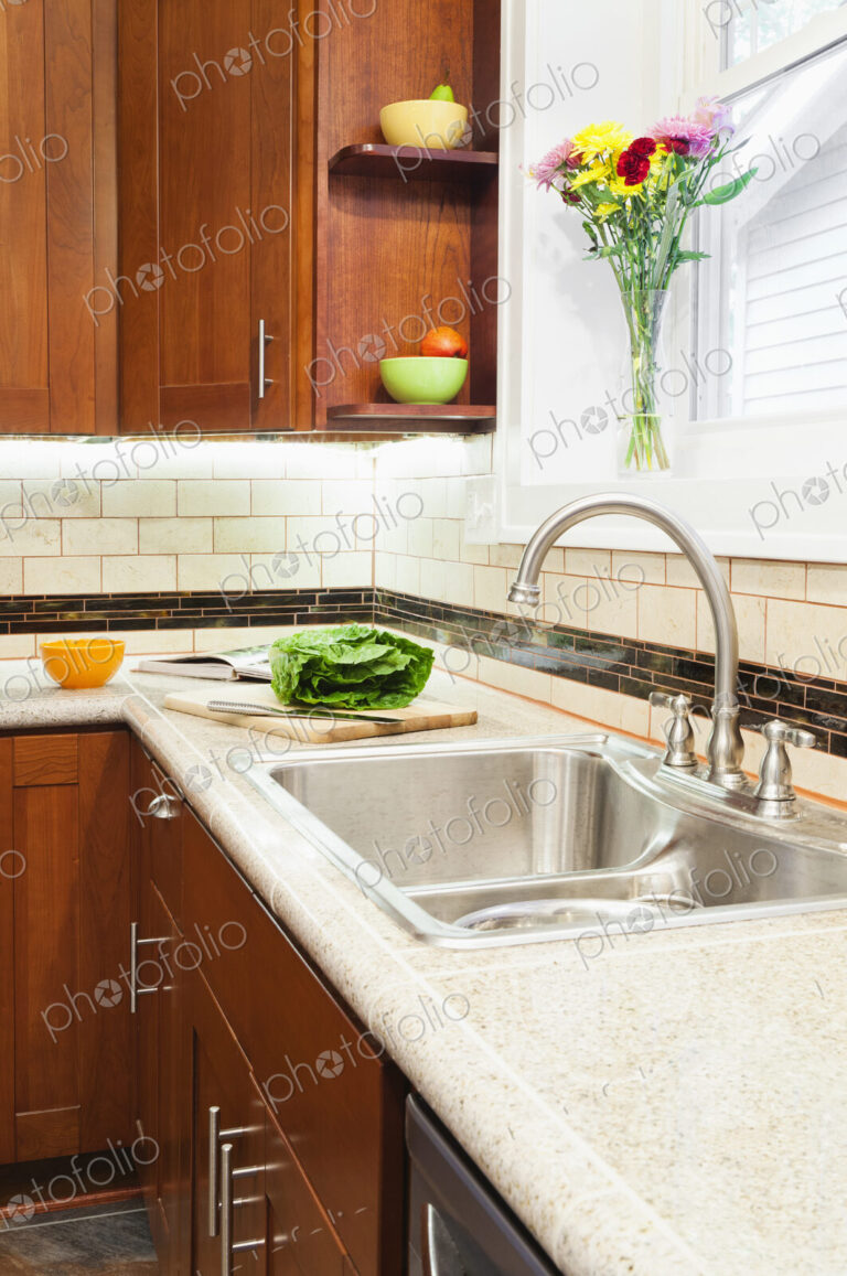 Sink and cabinets in kitchen