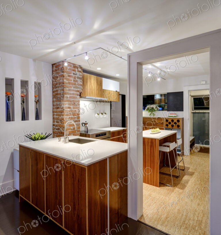 Sink and counters in modern kitchen