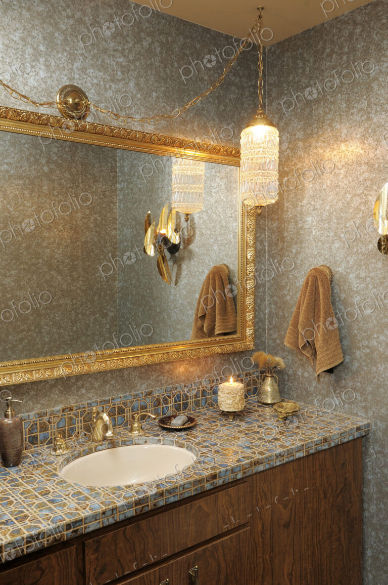 Sink and mirror in modern bathroom