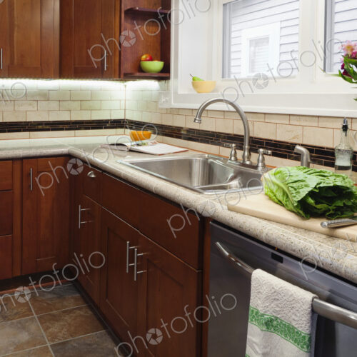Sink, dishwasher and cabinets in kitchen