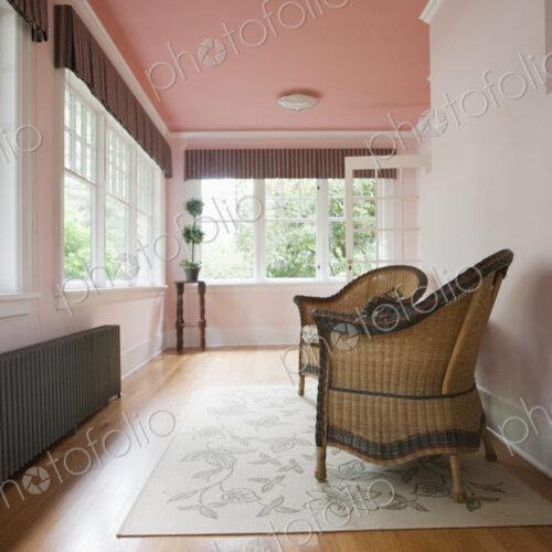 Sitting area facing windows