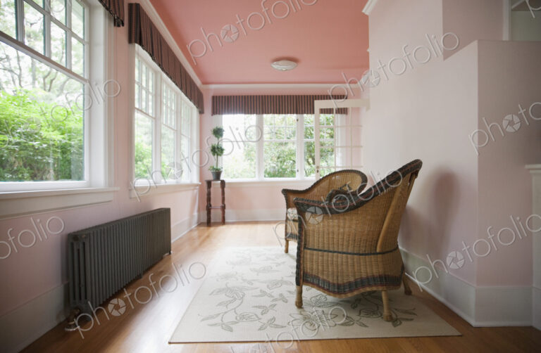 Sitting area facing windows