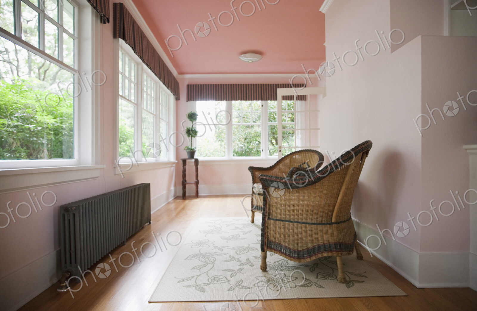 Sitting area facing windows