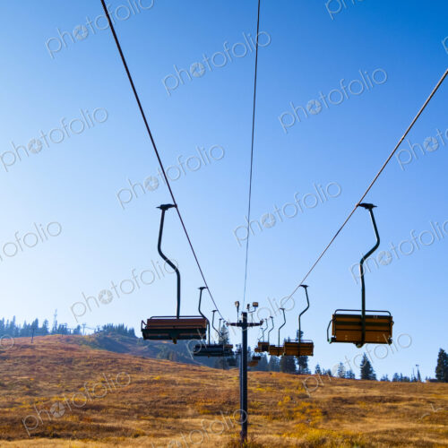 Ski lift chairs in summer, Snoqualmie Pass.