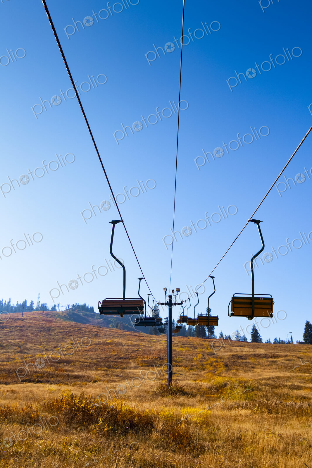Ski lift chairs in summer, Snoqualmie Pass.