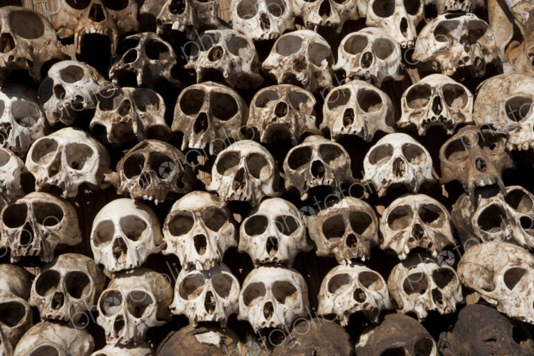 Skulls arranged in a head in Togo.