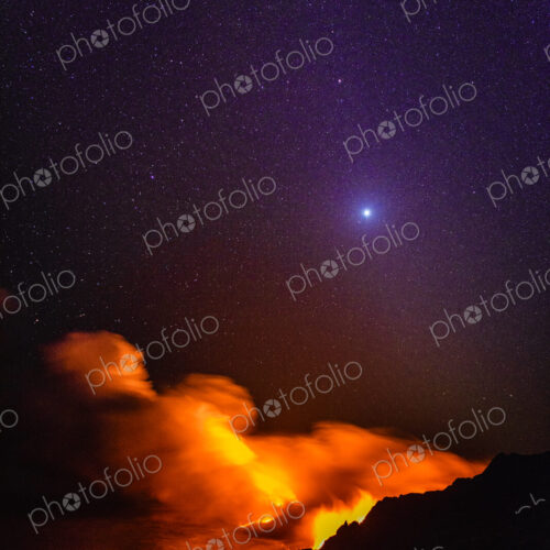 Smoke from molten lava at night Smoke from molten lava at night