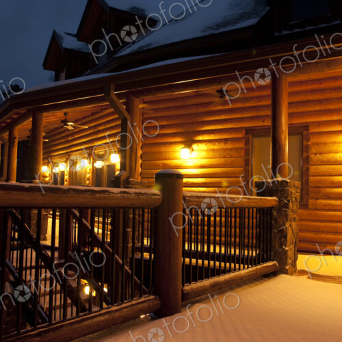 Snow Covered Countryside Hotel at Night Snow Covered Countryside Hotel at Night