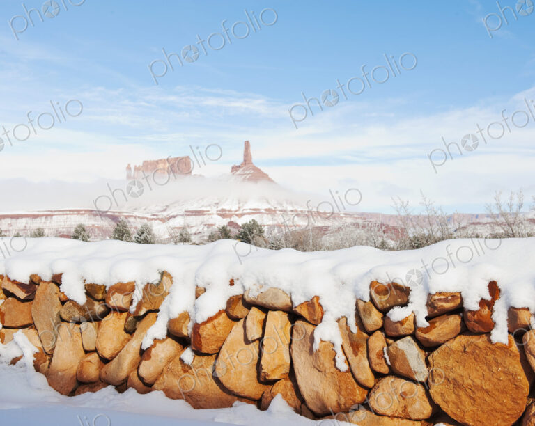 Snow Covered Rock Wall