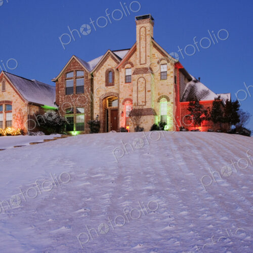Snow Covered Yard and Stone House Snow Covered Yard and Stone House