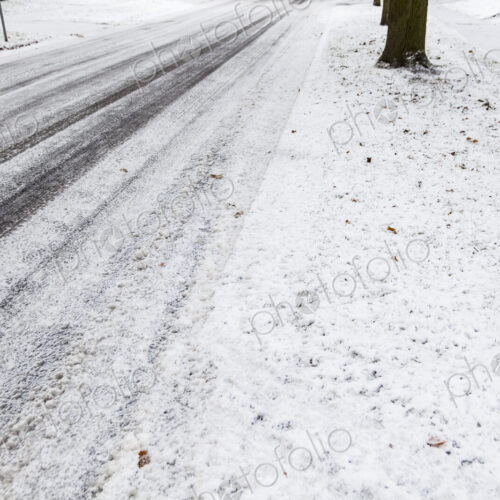 Snow covered road in winter in Spokane. Snow covered road in winter in Spokane.