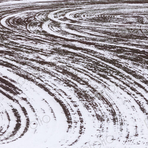 Snow dusting a cultivated field, Palouse, Washington, USA