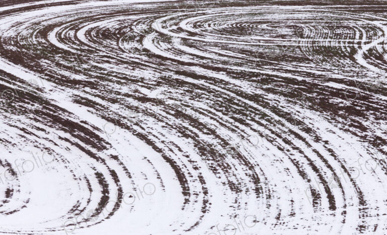 Snow dusting a cultivated field, Palouse, Washington, USA