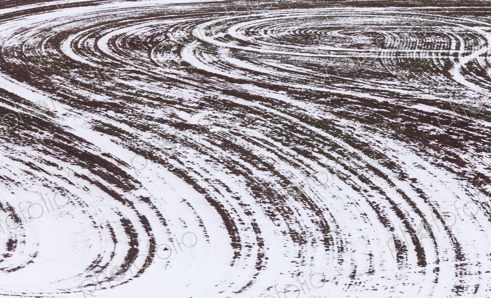 Snow dusting a cultivated field, Palouse, Washington, USA