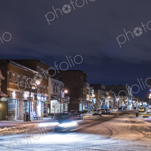 Snow on city street at night Snow on city street at night