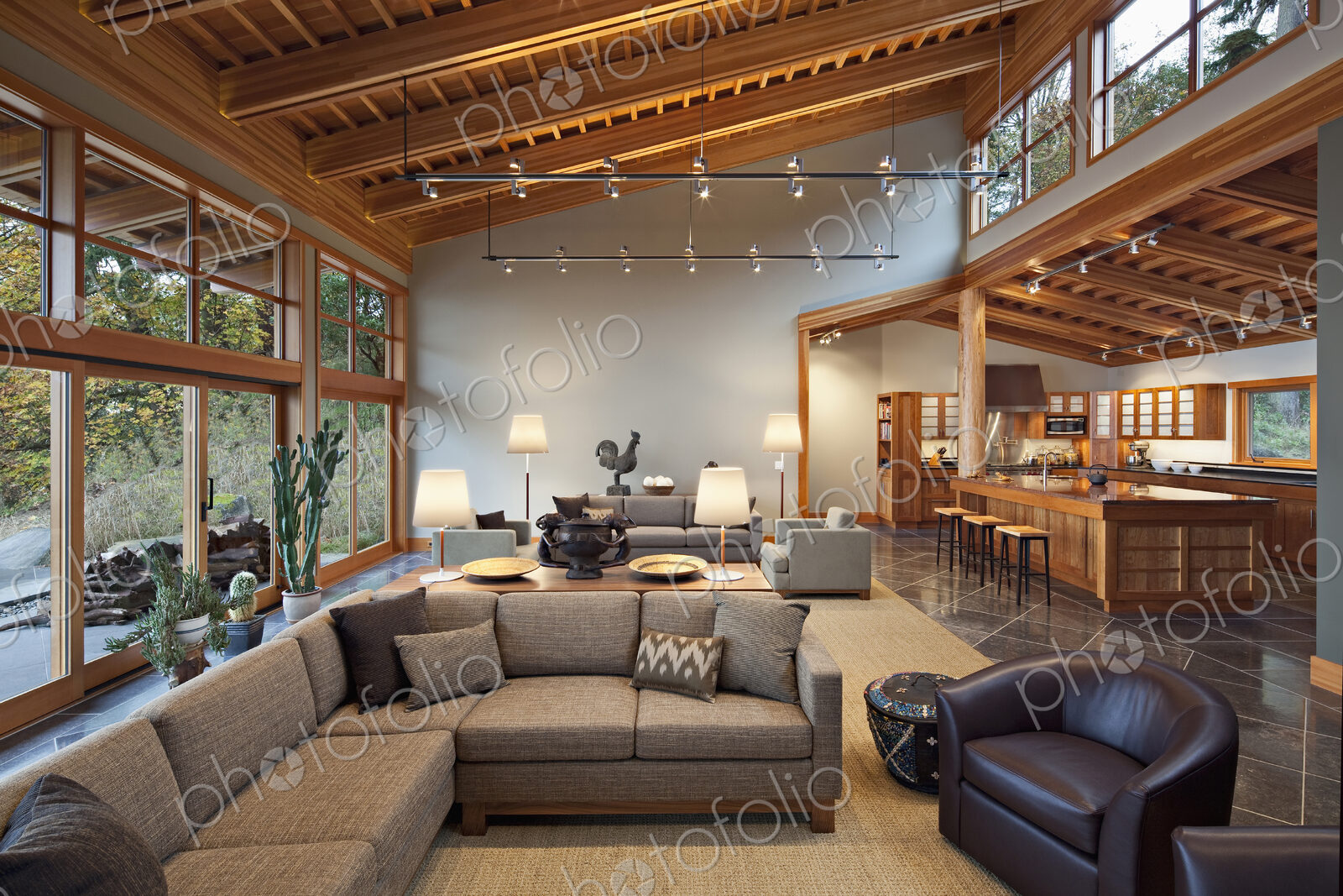 Sofa and armchairs in modern house