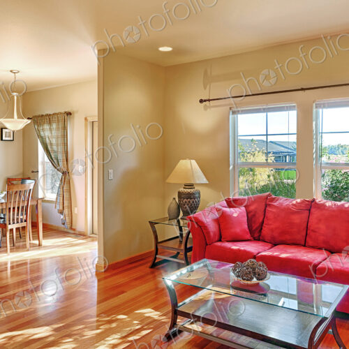 Sofa and coffee table in living room