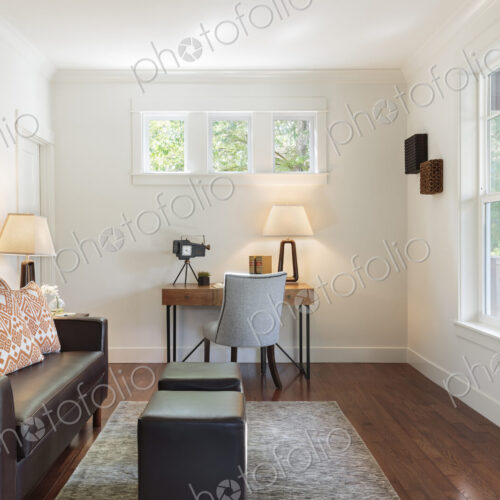 Sofa and desk in living room