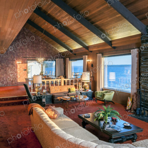 Sofa and windows in modern living room