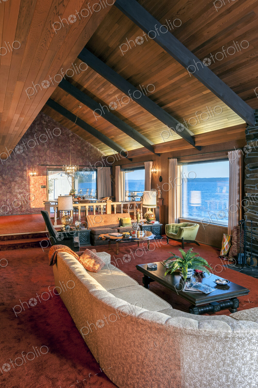 Sofa and windows in modern living room