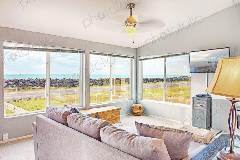 Sofa and windows in modern living room