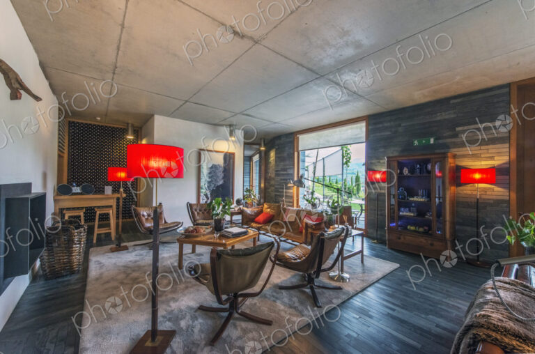 Sofas and chairs in modern hotel lobby