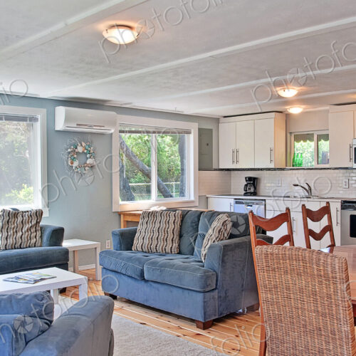 Sofas and dining table in modern living area