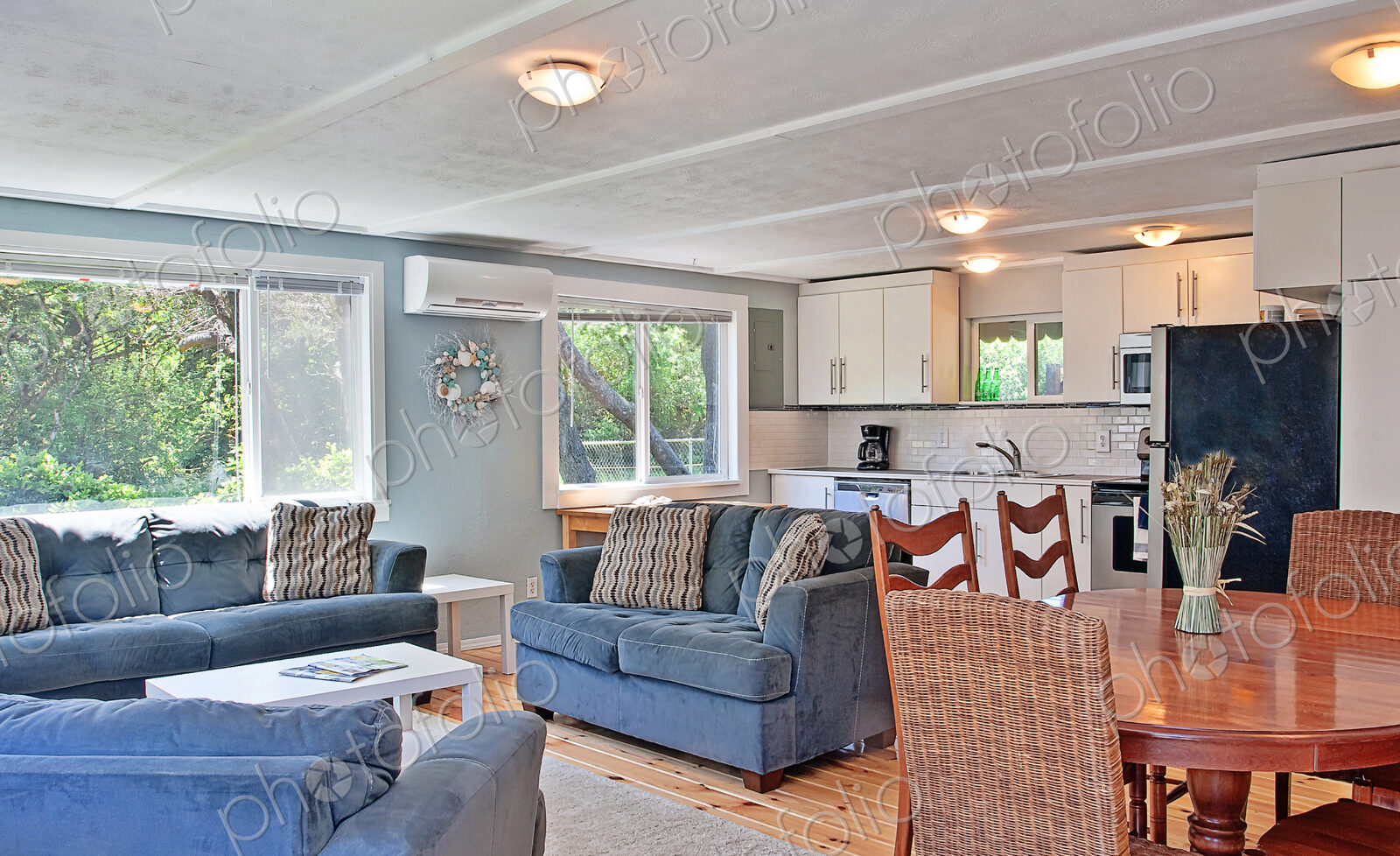 Sofas and dining table in modern living area