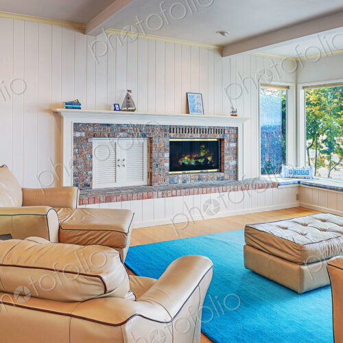 Sofas and fireplace in modern living room
