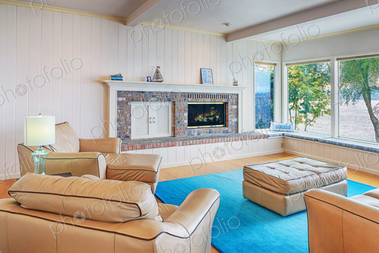 Sofas and fireplace in modern living room