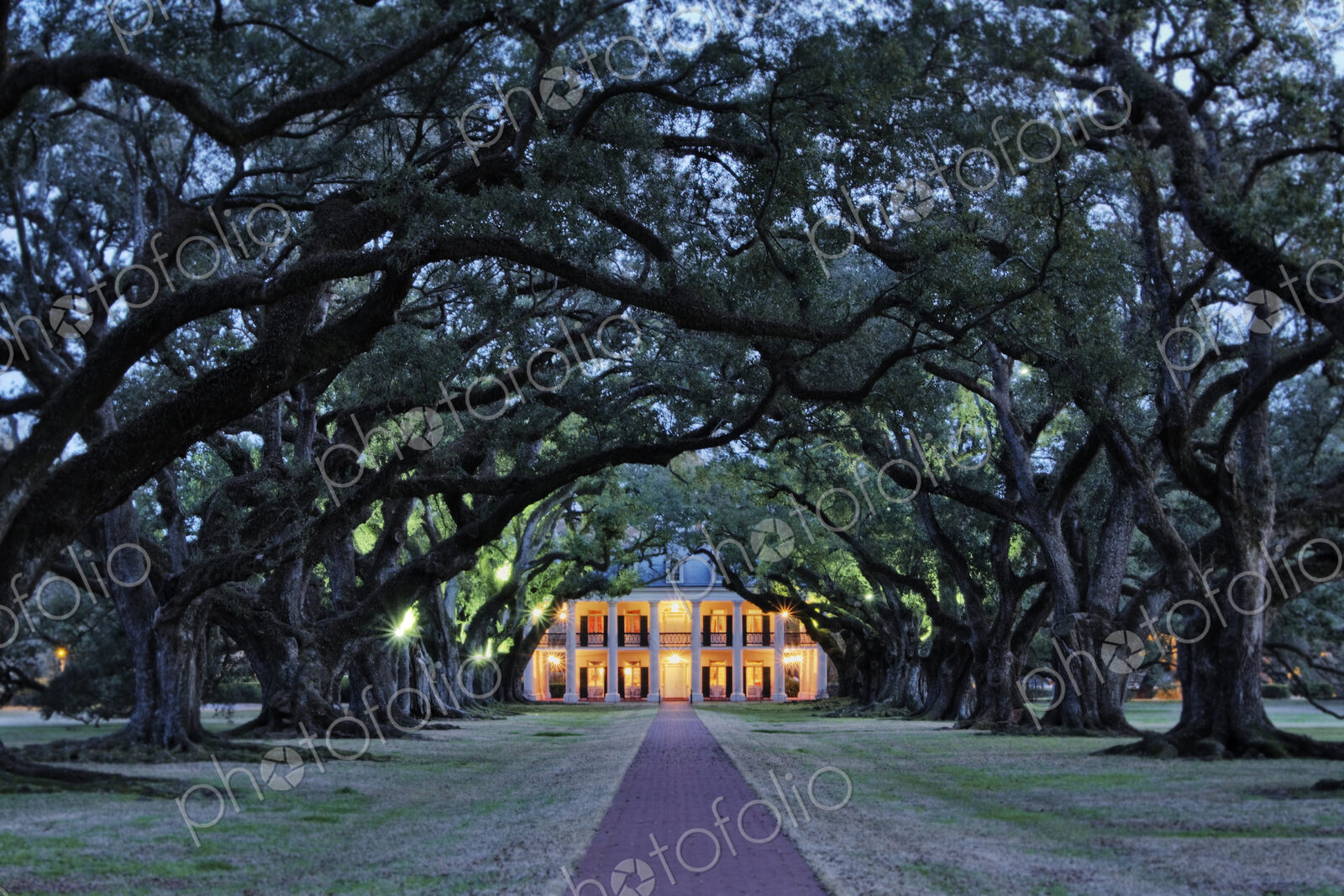 Southern Manor Home at Night