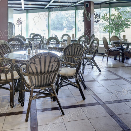 Spacious Cafe With Rattan Furniture Spacious Cafe With Rattan Furniture